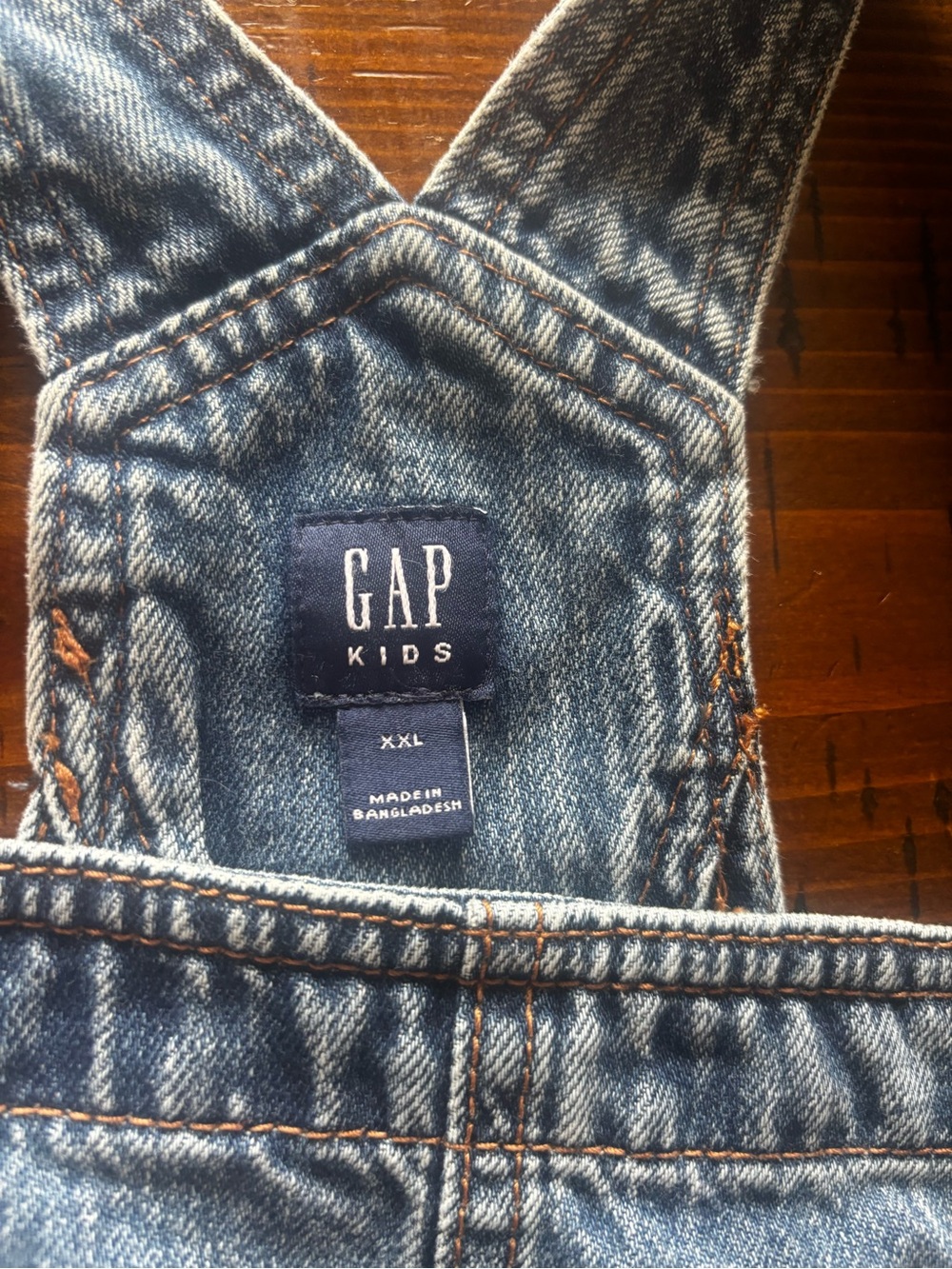 GAP Kids Denim Overalls in Light Blue with Contrast Stitching
